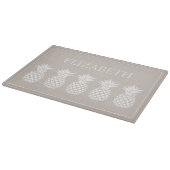 Preppy White Pineapples on Beige Personalized Snijplank (Hoek)