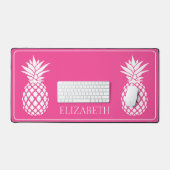 Preppy White Pineapples on Pink (Clavier et souris)