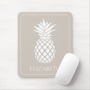 Preppy Witte Ananas op Beige Muismat
