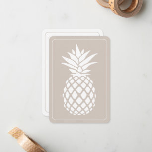 Preppy Witte Ananas op Beige Notitiekaartje