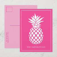 Preppy Witte Ananas op Roze