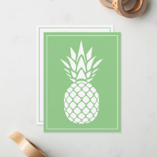 Preppy Witte Ananas op Saliegroen Notitiekaartje
