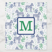 Preppy Witte Zebra Martinis Groen Monogram Wijn Etiket (Enkel label)