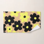 Preppy Yellow Black Hippie Flower Pattern Bad Handdoek (Handdoek)