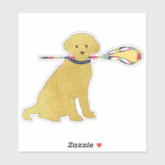 Preppy Yellow Lab Lacrosse Hond Custom Cut Sticker (Vel)