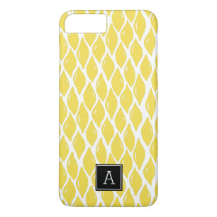 Preppy Yellow Lemon Black Monogram op persoonlijke iPhone 8 Plus / 7 Plus Hoesje
