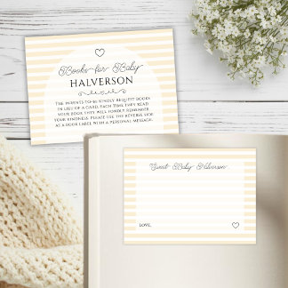 Preppy Yellow Stripes Baby Shower Book Request Informatiekaartje