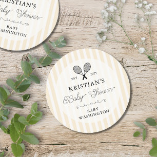 Preppy Yellow Tennis Country Club Baby shower Ronde Kartonnen Onderzetter