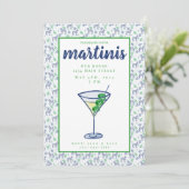 Preppy Zebra Martini Witte Martini Feestje Kaart (Staand voorkant)