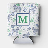Preppy Zebra Martinis Groen Monogram Wit Blikjeskoeler (Voorkant)