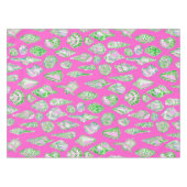 Preppy Zeeschelpen op Roze Zeekust Tafelkleed (Voorkant (Horizontaal))