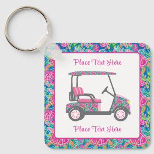Preppy Zeeschildpadden Golfkar Sleutelhanger