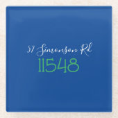 Preppy Zip Code Street Adres gepersonaliseerd Glazen Onderzetter (Voorkant)