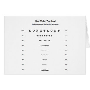 Près de la carte d'essai de vision (examen