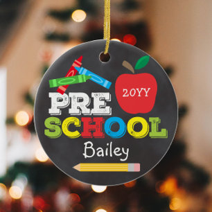 Preschool Keepomwille Chalkboard Colorful Kinder F Keramisch Ornament