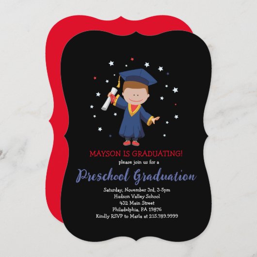 PRESCHOOL KINDERGARTEN Graduation Party Invitation (Devant / Derrière)
