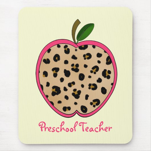 Preschool leraar leopard print Apple Muismat (Voorkant)