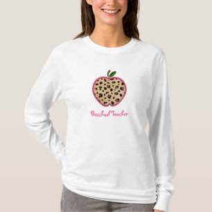 Preschool leraar leopard print Apple T-shirt