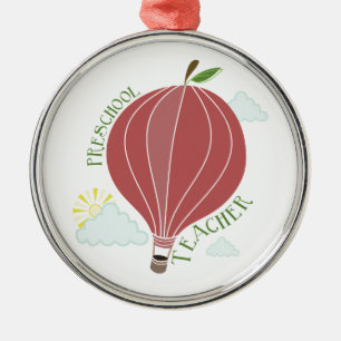 Preschool leraar warme lucht ballon Apple Metalen Ornament