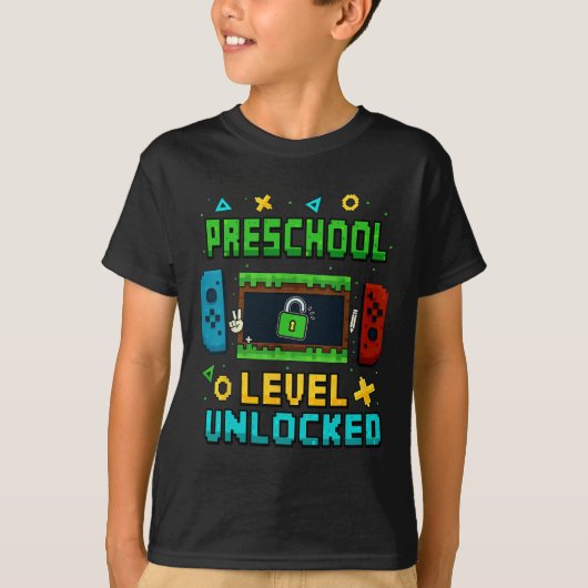 Preschool Level Unlocked Ck To School Pixel Art Ga T-shirt (Voorkant)
