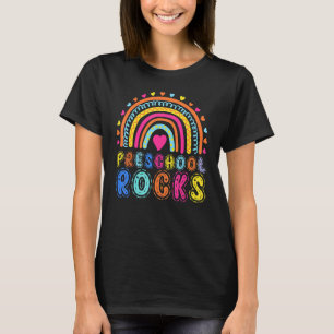 Preschool Rocks Rainbow Girls Boys Teacher Hallo P T-shirt