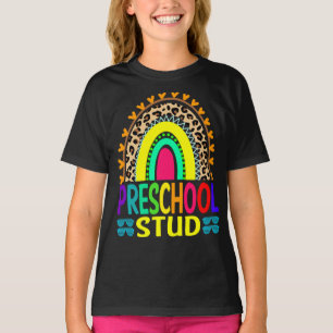 Preschool Stud Rainbow Leopard Terug naar school T-shirt