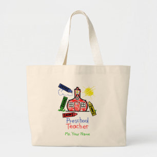 Preschool Teacher Bag - Schoolhouse en Crayons Grote Tote Bag