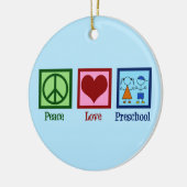 Preschoolleraar vredesliefde prek keramisch ornament (Links)