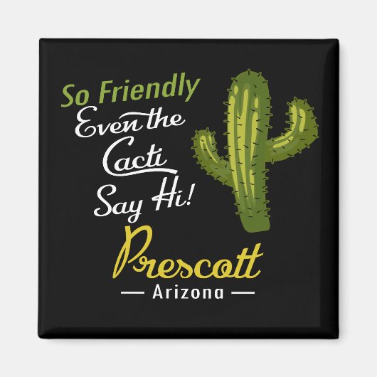 Prescott Cactus Funny Retro Magneet (Voorkant)