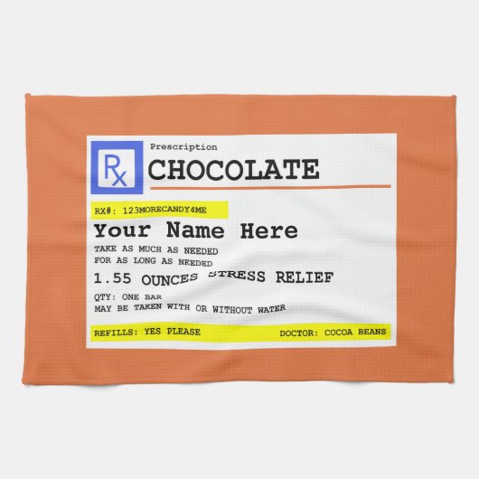 Prescription Chocolat Customisé serviettes de cuis (Horizontal)