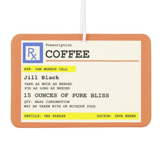 Prescription Coffee Square Personalized Luchtverfrisser (Voorkant)