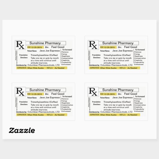 Prescription pour Sticker rectangulaire café (Feuille)