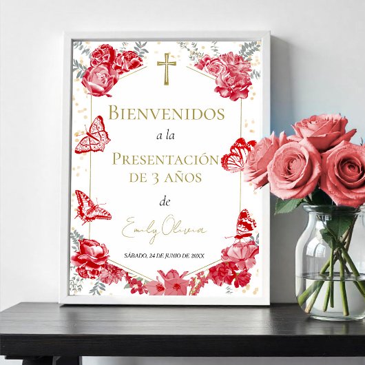 Presentación 3 años Affiche de bienvenue Papillons