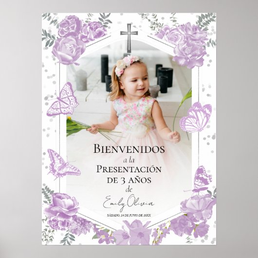 Presentación 3 años Foto Welkomstbord Butterflys Poster (Voorkant)