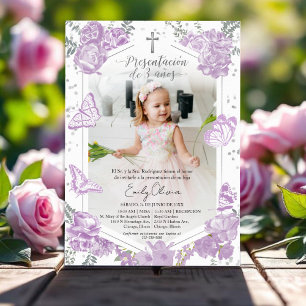 Presentación 3 años Photo Invitation Papillon