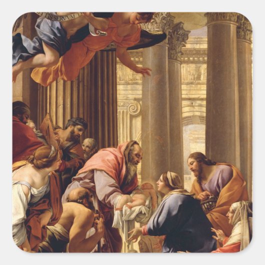 Presentatie in de tempel vierkante sticker (Voorkant)