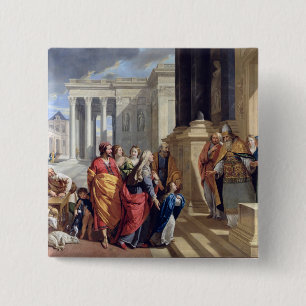 Presentatie van de maagd in de tempel vierkante button 5,1 cm
