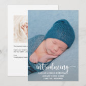 Présentation de Baby Faire-part de naissance Carte (Devant / Derrière)