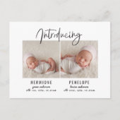 Présentation de faire-part de naissance jumeaux (Devant)