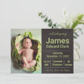 Présentation des faire-part de naissance avec phot (Debout devant)