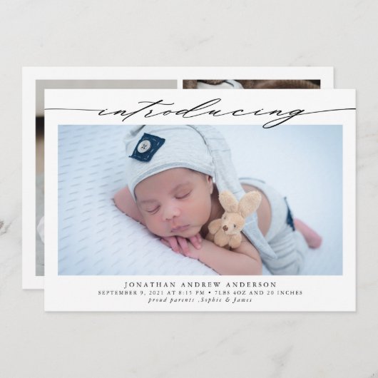 Présentation du Faire-part Collage photo de naissa (Devant / Derrière)