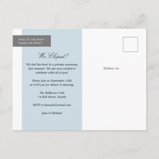 Présentation du Faire-part de développement Mariag (Dos)