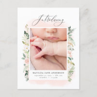 Présentation du faire-part de naissance floral ros