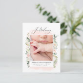 Présentation du faire-part de naissance floral ros (Debout devant)