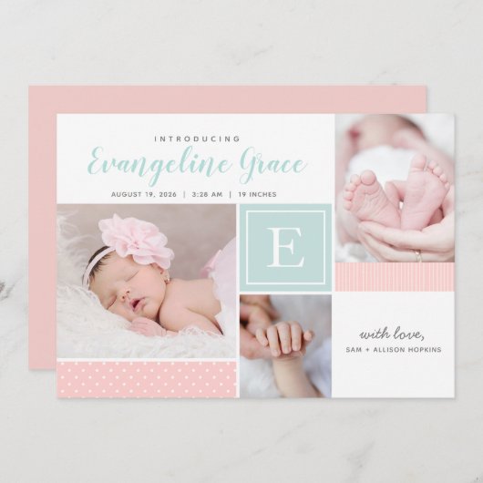 Présentation du Faire-part de naissance multiphoto (Devant / Derrière)