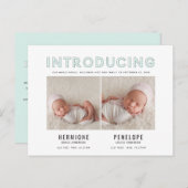 Présentation d'un faire-part de naissance graphiqu (Devant / Derrière)