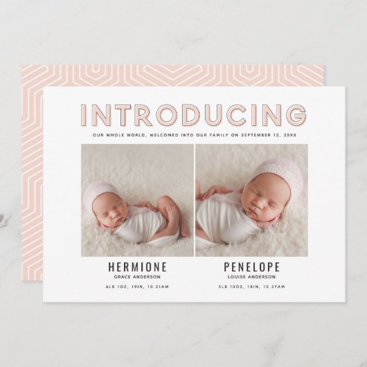 Présentation d'un faire-part de naissance graphiqu (Devant / Derrière)