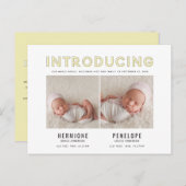 Présentation d'un faire-part de naissance graphiqu (Devant / Derrière)