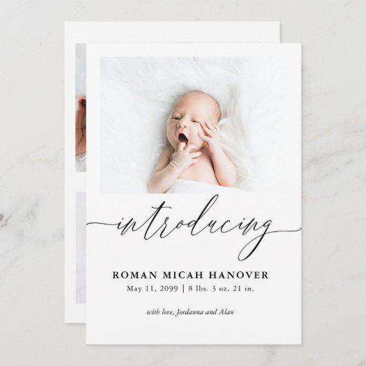 Présentation d'un Faire-part de naissance photo mo (Devant / Derrière)