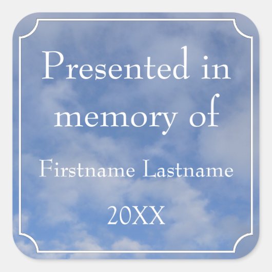 Presented in Memory of Template Square Sticker (Devant)